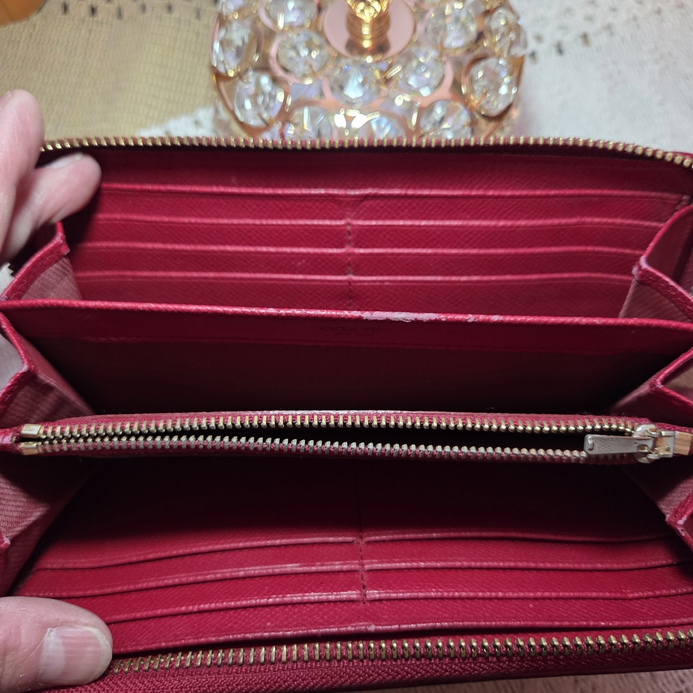 Coach Brown and Red Women's Wallet - Picture 6 of 9